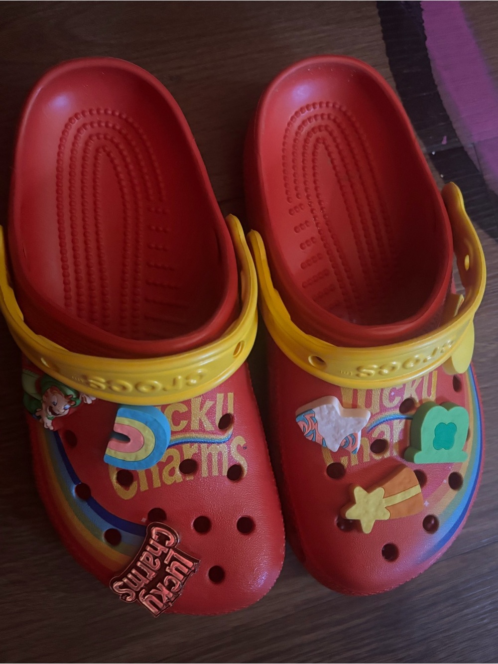 CROCS Red and Yellow Kids' Lucky Charms Clog Sandals